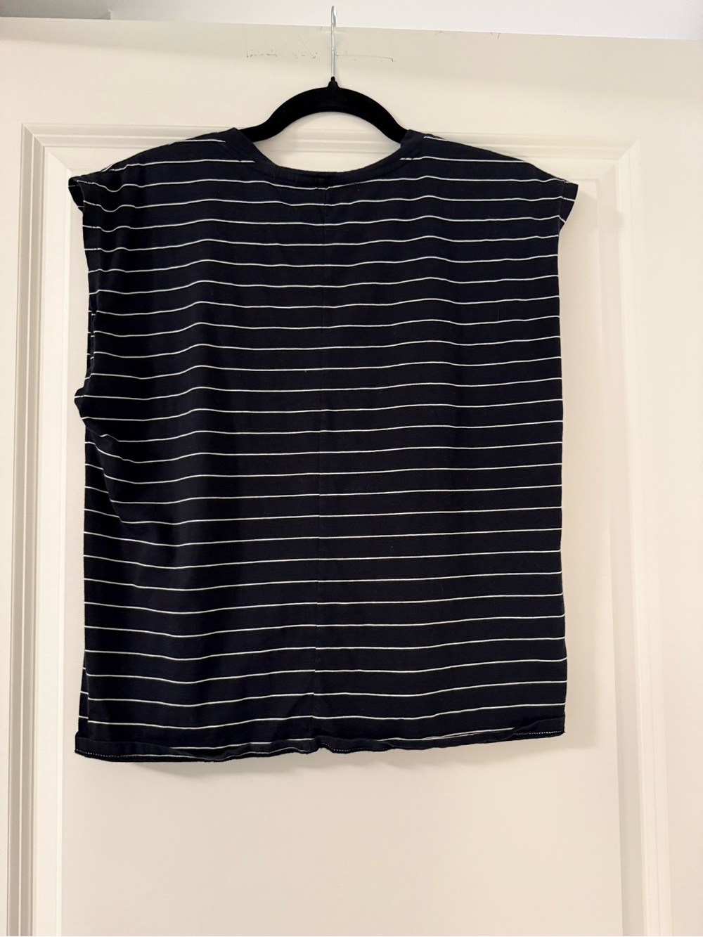 Nordstrom Black and White Striped V-Neck Tank - Picture 2 of 4